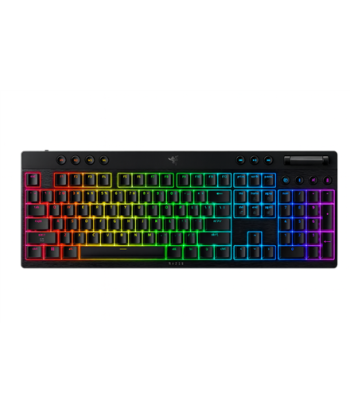 Razer BlackWidow V4 Low-profile HyperSpeed, Gaming keyboard, Wireless, US, Bluetooth, 2.4 GHz, USB Type-C, Yellow Linear