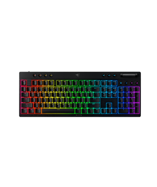 Razer BlackWidow V4 Low-profile HyperSpeed, Gaming keyboard, Wireless, US, Bluetooth, 2.4 GHz, USB Type-C, Yellow Linear