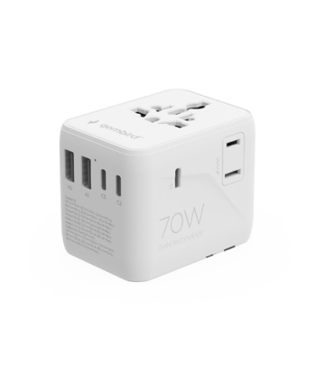 Gembird TPA-2A3C70-01-W Universal travel power adapter, 70 W, white | Gembird