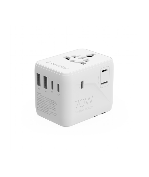 Gembird TPA-2A3C70-01-W Universal travel power adapter, 70 W, white | Gembird Gembird TPA-2A3C70-01-W Universal travel power adapter, 70 W, white | Gembird