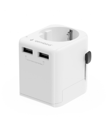 Gembird TPA-EU2A12-01-W EU to Universal travel power adapter, 12W, white | Gembird