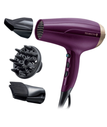 Föön Remington, D5219, 2300 W, Number of temperature settings 3, Ionic function, Diffuser nozzle, Purple