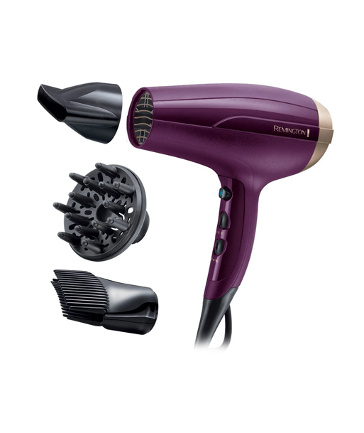 Föön Remington, D5219, 2300 W, Number of temperature settings 3, Ionic function, Diffuser nozzle, Purple Föön Remington, D5219, 2300 W, Number of temperature settings 3, Ionic function, Diffuser nozzle, Purple