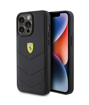 Ferrari FEHCP15XRDUK iPhone 15 Pro Max 6.7" black hardcase Quilted Metal Logo | ferrari