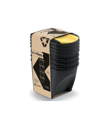 KEDEN SORTIBOX WASTE BIN 25L SET 4 - BLACK RECYCLING WIDE