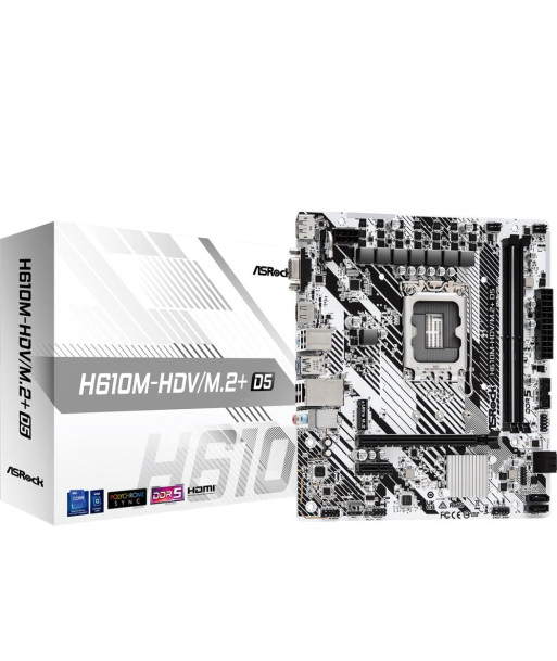 Mainboard ASROCK Intel H610 LGA1700 Micro-ATX Memory DDR5 Memory slots 2 1xPCI-Express 3.0 1x 1xPCI-Express 4.0 16x 1xM.2 Mainboard ASROCK Intel H610 LGA1700 Micro-ATX Memory DDR5 Memory slots 2 1xPCI-Express 3.0 1x 1xPCI-Express 4.0 16x 1xM.2
