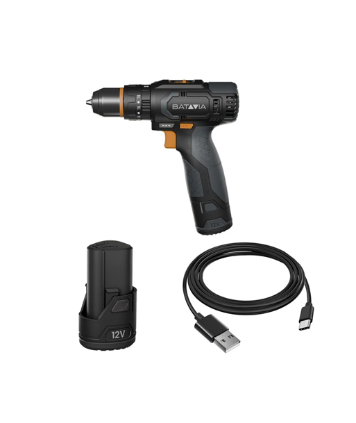 Batavia 12V combi drill 2.0 set (1 x battery 2Ah / 1 x USB charging cable)
