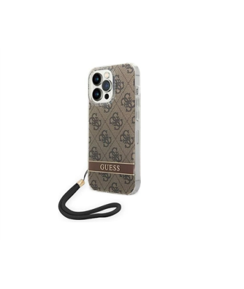 Guess GUOHCP14LH4STW iPhone 14 Pro 6,1" brązowy/brown hardcase 4G Print Strap | GUESS