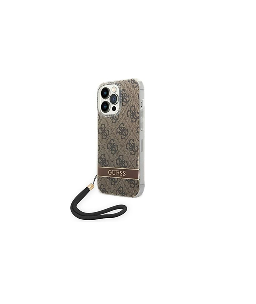 Guess GUOHCP14LH4STW iPhone 14 Pro 6,1" brązowy/brown hardcase 4G Print Strap | GUESS Guess GUOHCP14LH4STW iPhone 14 Pro 6,1" brązowy/brown hardcase 4G Print Strap | GUESS