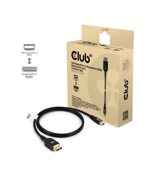 CABLE MINI DP TO DP 1M/M/M CAC-1116 CLUB3D CABLE MINI DP TO DP 1M/M/M CAC-1116 CLUB3D