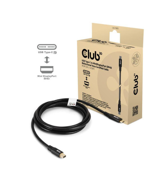 CABLE USB-C TO MINI DP 1.2M/M/M CAC-1561 CLUB3D CABLE USB-C TO MINI DP 1.2M/M/M CAC-1561 CLUB3D