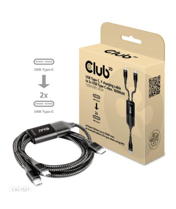 CABLE USB-C TO 2XUSB-C 1.83M/M/M CAC-1527 CLUB3D