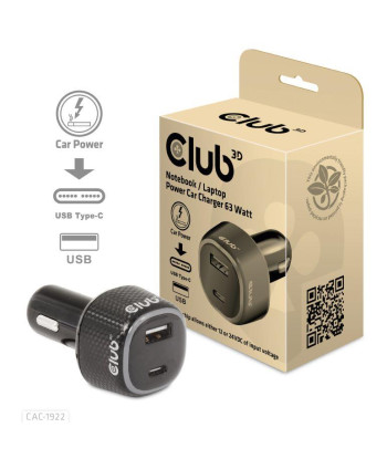 NB CHARGER CAR USB+USB-C/63W CAC-1922 CLUB3D