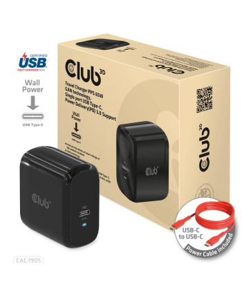MOBILE TRAVEL CHARGER USB-C/PPS 65W CAC-1905EU CLUB3D