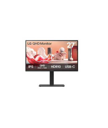 LG 27BA75QB-B, 27", IPS, 16:9, 100 Hz, 5 ms, 2560 x 1440 pixels, 280 cd/m², HDMI ports quantity 1, Black