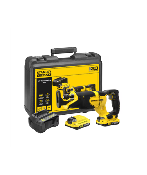 Stanley, 18V V20 Reciprocating Saw - 2 x 2.0Ah Kitbox, SFMCS300D2K-QW, 18 V