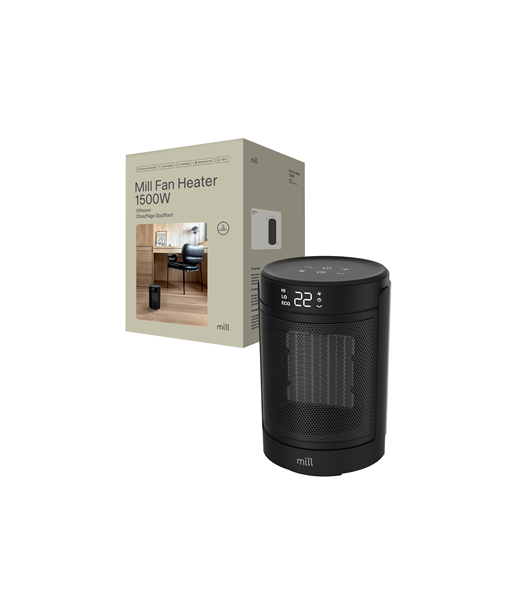 Mill FH1500BLACK, Ceramic fan heater, 1500 W, Suitable for rooms up to 22 m², Black