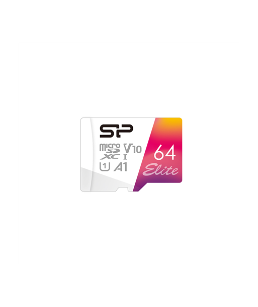 Silicon Power microSDHC UHS-I Memory Card Elite 64 GB, microSDHC/SDXC, Flash memory class 10