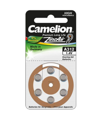 Camelion, A312/DA312/ZL312, Zinc air cells, 6 pc(s)
