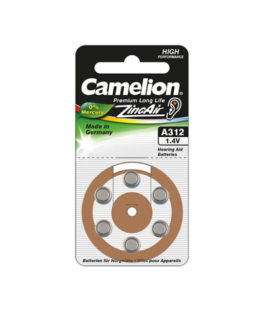 Camelion, A312/DA312/ZL312, Zinc air cells, 6 pc(s)