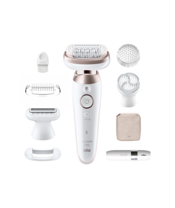 Braun, SES9-360 Silk épil 9 Flex 3D, Operating time (max) 50 min, Number of power levels 1, Wet & Dry, White/Rose