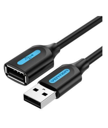 CABLE USB2.0 MALE TO FEMALE/0.5M BLACK CBIBD VENTION