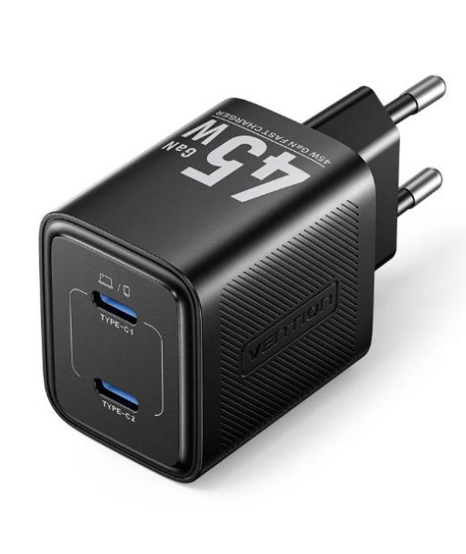 MOBILE CHARGER WALL 45W USB-C/2P BLACK FEFB0-EU VENTION