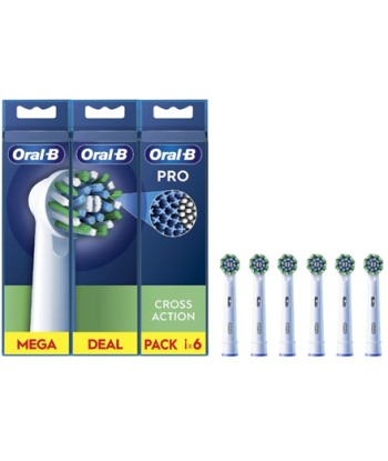 Oral-B Cross Action Pro EB50RX-6 Replacement Brush Heads White (6 pcs)