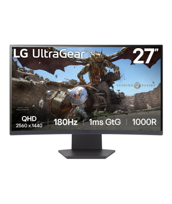 LCD Monitor LG 27GS60QC-B 27" Gaming/Curved Panel VA 2560x1440 16:9 180 Hz Matte 1 ms Tilt Colour Black 27GS60QC-B