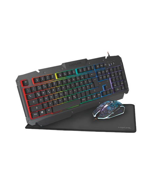 Logilink, Gaming-Set, keyboard, mouse and mouspad, ID0185, Metal, Keyboard, Mouse and Pad Set, Wired, Mouse included, DE