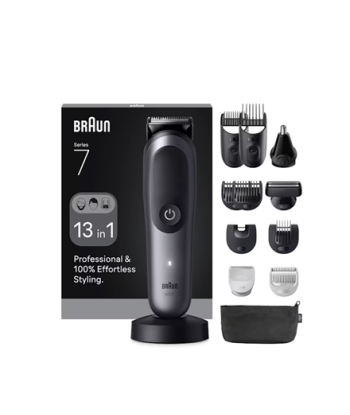 Braun 13in1 Grooming Kit, All-in-One Series 7 AIO7560, Cordless, Number of length steps 14, Black/Grey