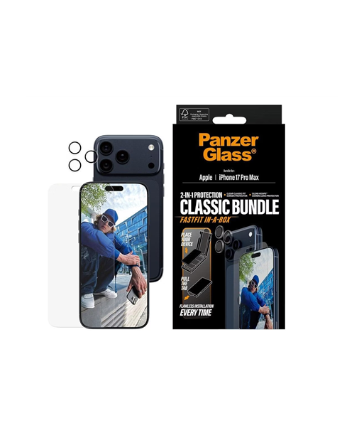 PanzerGlass 2-in-1 Classic Bundle, Screen Protector/Lens protector, Apple, iPhone 17 Pro Max, Transparent
