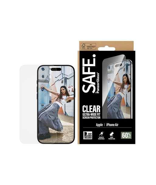 PanzerGlass Screen protector, Apple, iPhone Air, Glass, Transparent, Ultra-Wide Fit w. EasyAligner