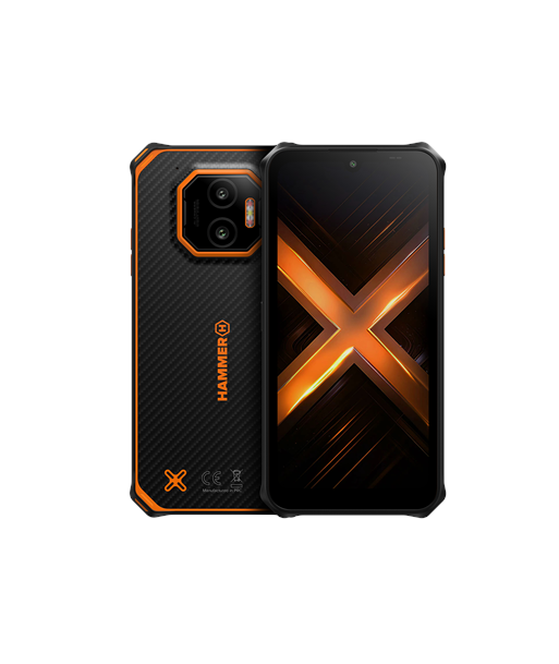 Hammer Energy X2, Black/Orange, 6.1", IPS, 1560 x 720 pixels, Mediatek, Dimensity 6300, Internal RAM 6 GB, 128 GB, microSD