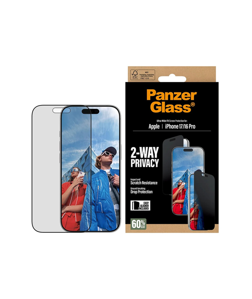 PanzerGlass Screen protector, Apple, iPhone 17/iPhone 16 Pro, Tempered Glass, Transparent, Ultra-Wide Fit w. EasyAligner