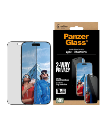 PanzerGlass Screen protector, Apple, iPhone 17 Pro, Glass, Transparent, Ultra-Wide Fit w. EasyAligner