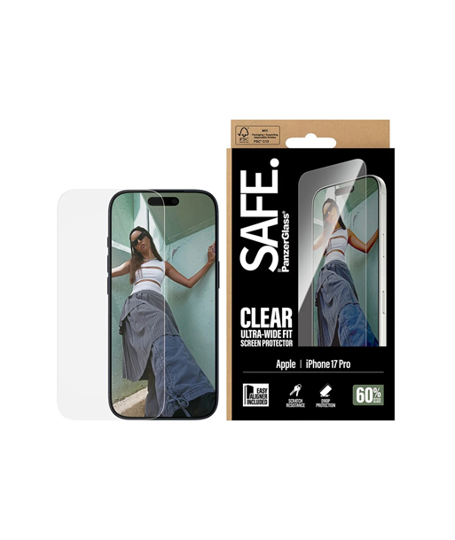 PanzerGlass Screen protector, Apple, iPhone 17 Pro, Transparent, Ultra-Wide Fit w. EasyAligner
