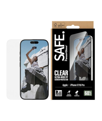 PanzerGlass Screen protector, Apple, iPhone 16 Pro/iPhone 17, Transparent, Ultra-Wide Fit w. EasyAligner