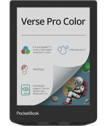 POCKETBOOK Verse Pro Color 6" 1072x1448 1xUSB-C Wireless LAN Bluetooth Dark Blue PB634K3-1-WW