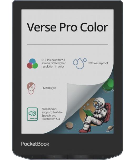 E-luger POCKETBOOK Verse Pro Color 6" 1072x1448 1xUSB-C Wireless LAN Bluetooth Dark Blue PB634K3-1-WW