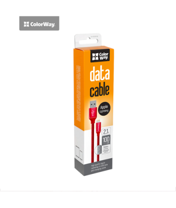 ColorWay Data Cable Apple Lightning Charging cable, Fast and safe charging, Stable data transmission, Red, 1 m