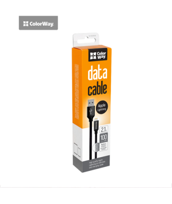 ColorWay Data Cable Apple Lightning Charging cable, Fast and safe charging, Stable data transmission, Black, 1 m