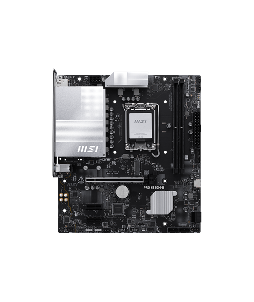 MSI PRO H810M-B, Processor family Intel H810, Processor socket LGA1851, DDR5, Supported hard disk drive interfaces SATA, M.2