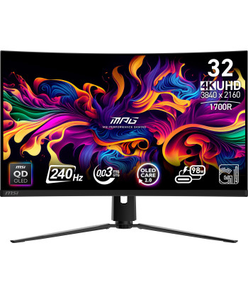 Monitor MSI MPG 321CURX QD-OLED 31.5" Gaming/Curved/4K Panel QD-OLED 3840x2160 16:9 240 Hz 0.03 ms MPG321CURXQD-OLED