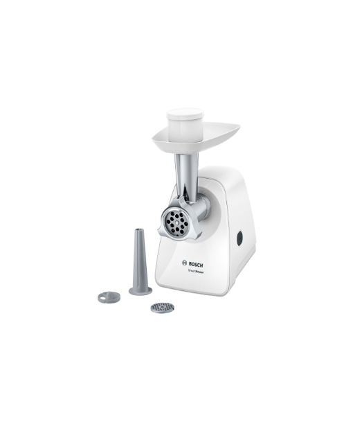 Hakklihamasin Bosch, SmartPower, MFW2510W, White, 350 W, Number of speeds 1, 2 Discs: 3.8 and 8 mm, Sausage filler accessory.