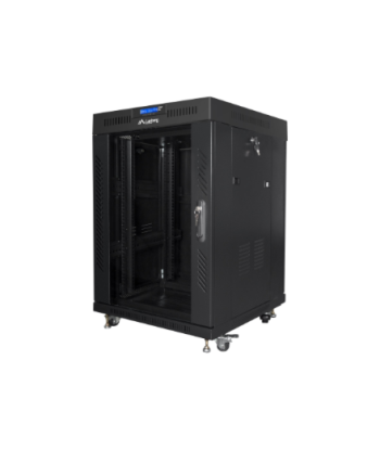 Lanberg 19-tolline põrandaseisev 15U 600x600 klaasuksega LCD kapp FF01-6615-12BL Must
