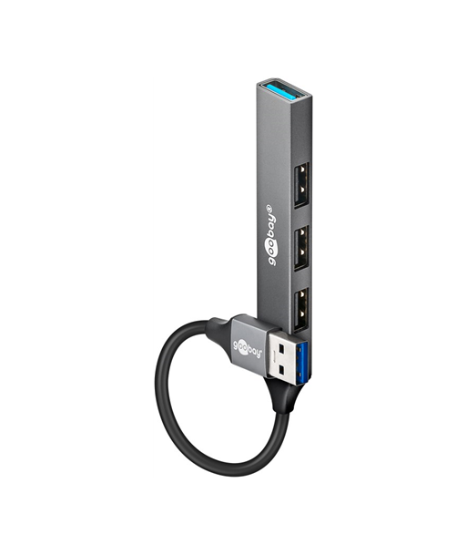 Goobay Slim 4-Port USB Hub, USB-A to USB-A, 5 Gbit/s | 74456