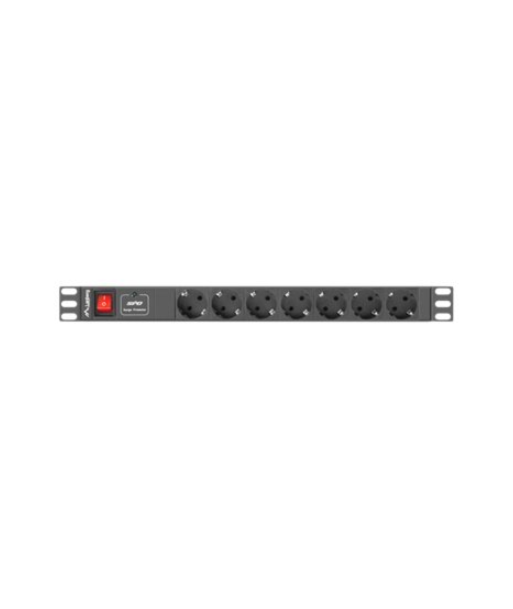 Lanberg Power Distribution unit (PDU) 19" 1U 16A 2m 7X Schuko oulets | PDU-07F-0200-BK