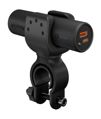 Goobay Bike Powerbank 5.0 with Reinforced Holder for Bicycle Handlebars, 60656, 5000 mAh, Black
