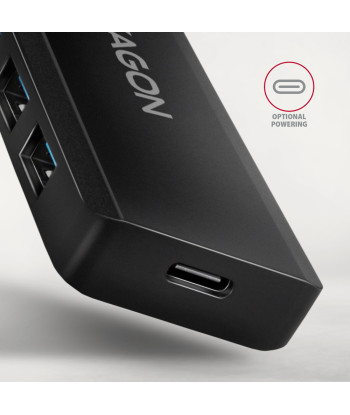 AXAGON USB-C 5Gbps 4-Port Travel Hub Black
